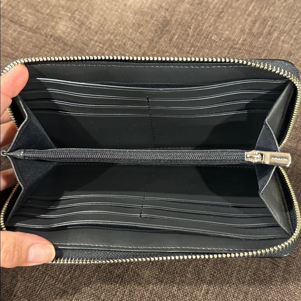 Coach Signature Black and Gray Zip Wallet - Picture 3 of 3